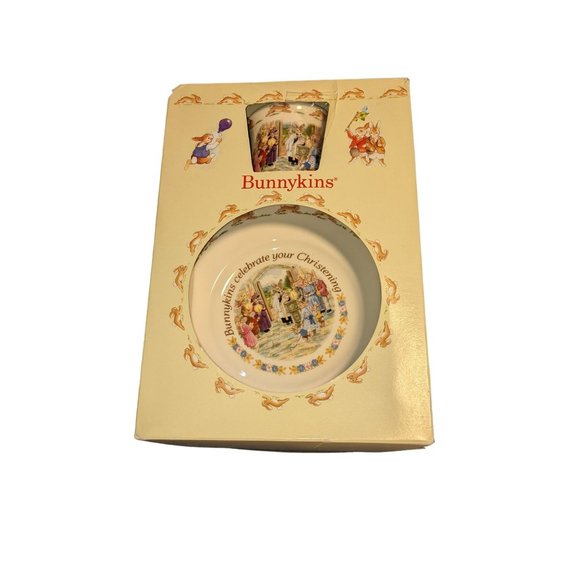 Vintage Boxed-Royal Doulton Bunnykins Christening Plate and Mug Set 1991 - Picture 1 of 6